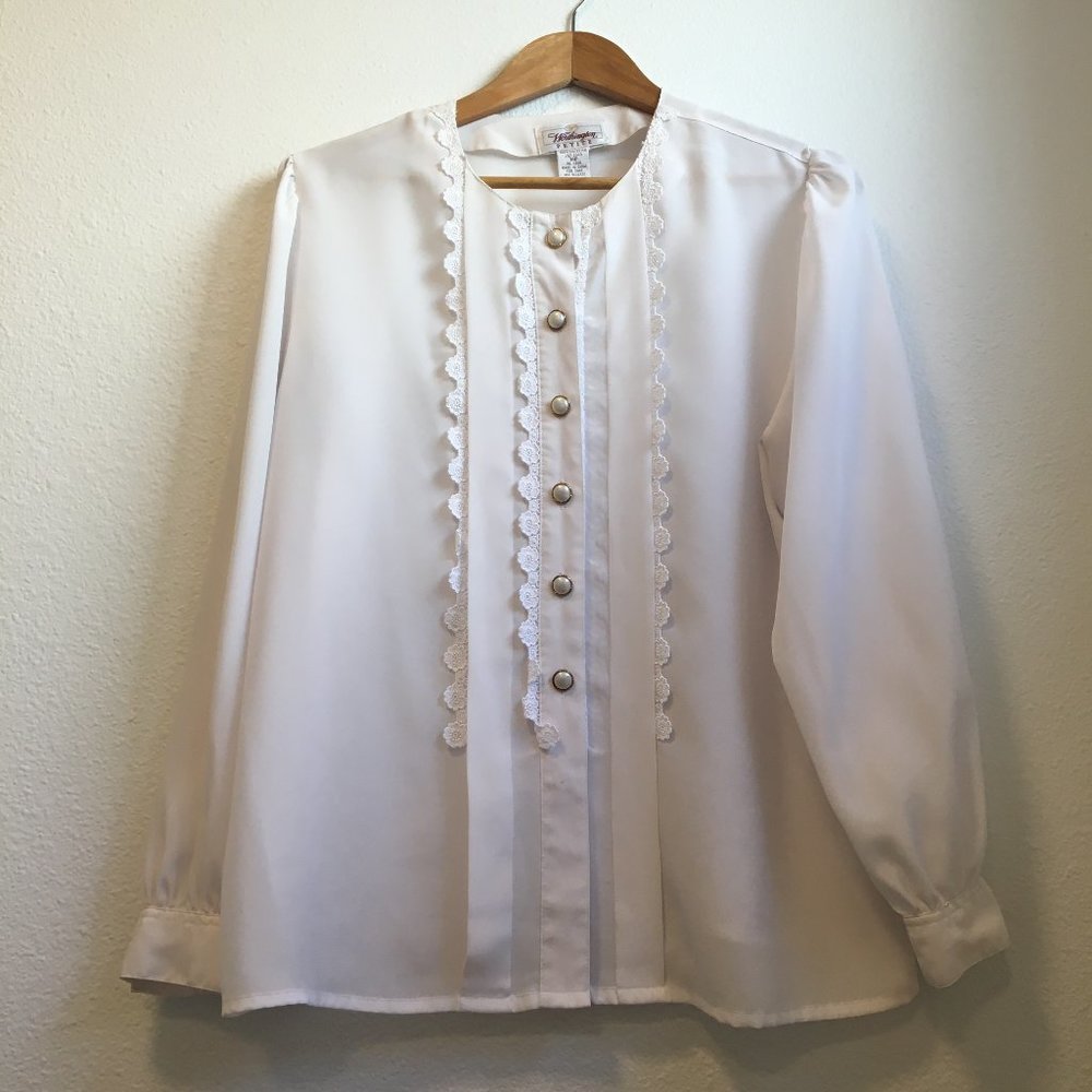 Vintage 80s - 90s Blouse with Lace Detail